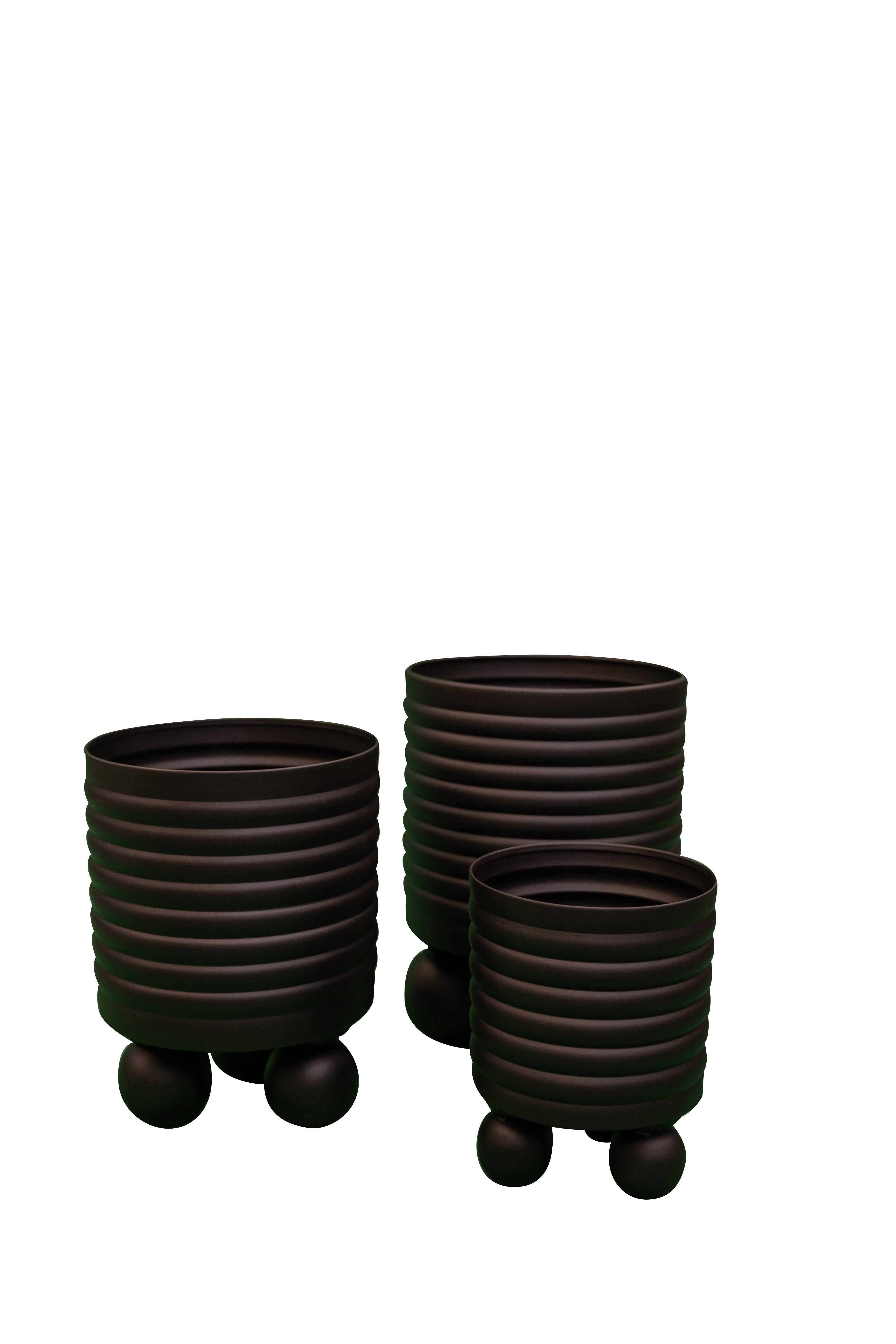 Modern Ribbed Planter 3pc Set