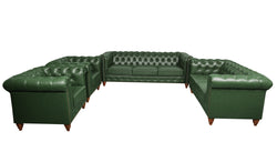 Chesterfield Green Leather Sofa Set (3+2+1+1)