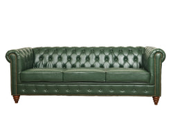 Chesterfield Green Leather Sofa Set (3+2+1+1)