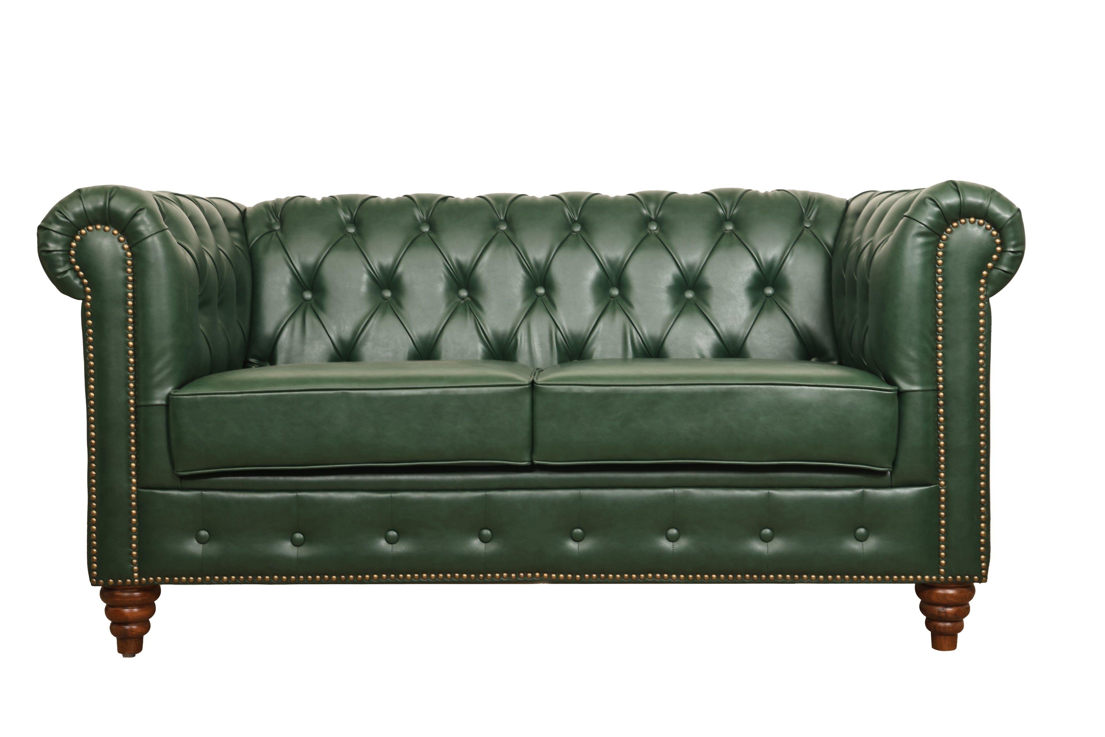 Chesterfield Green Leather Sofa Set (3+2+1+1)