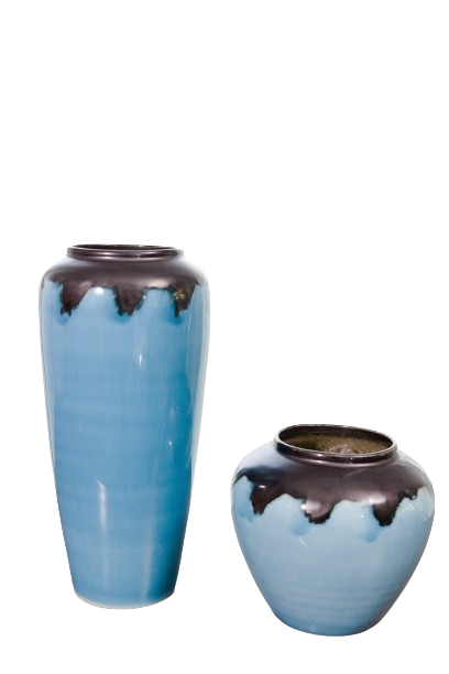 Cerulean Harmony Ceramic Vase Set