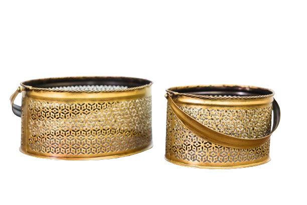 Golden Filigree Metal Basket Set