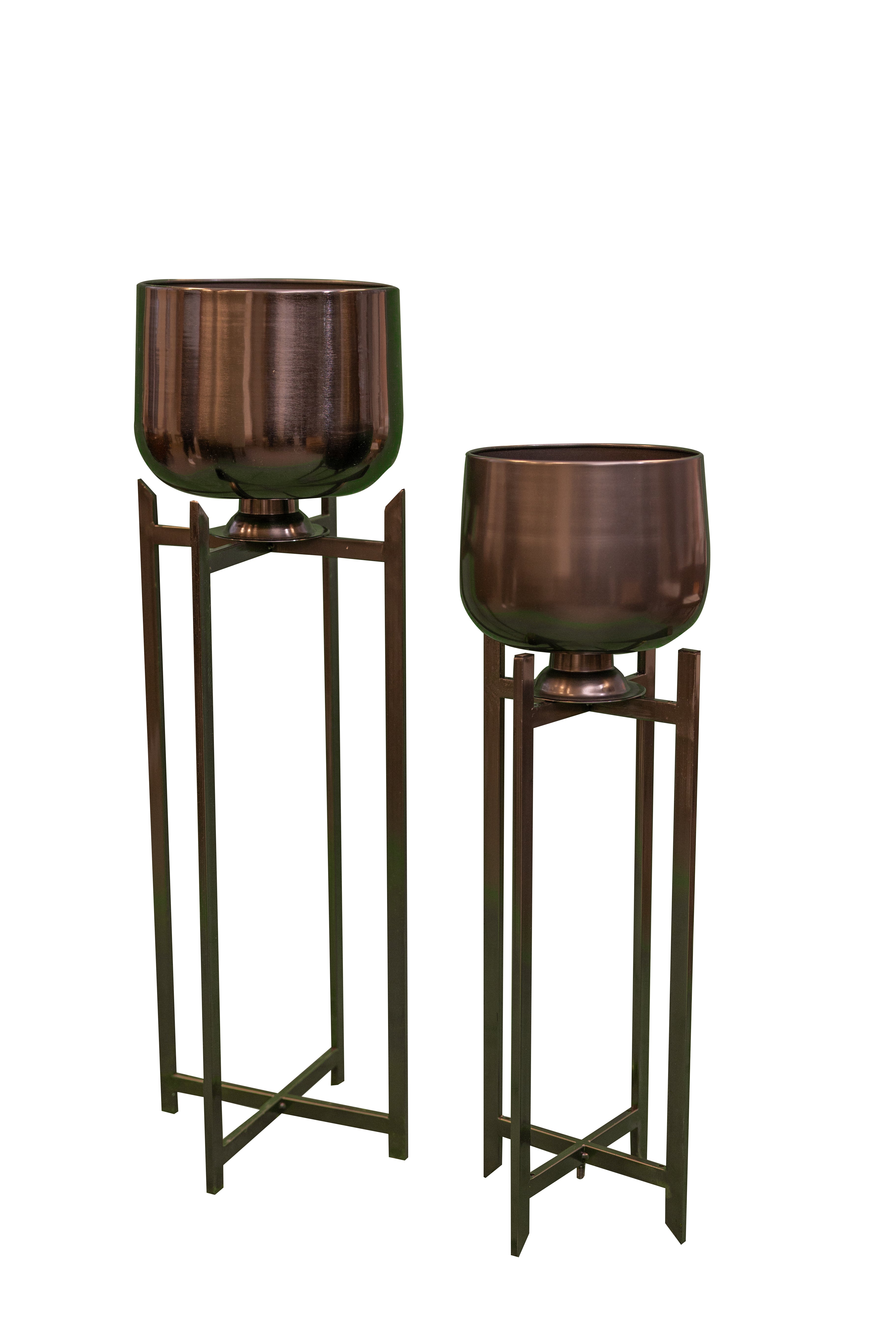 Modern Metallic Plant Stand Set